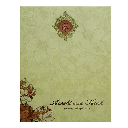 Light Yellow Embossed Wedding Card-KPR09790