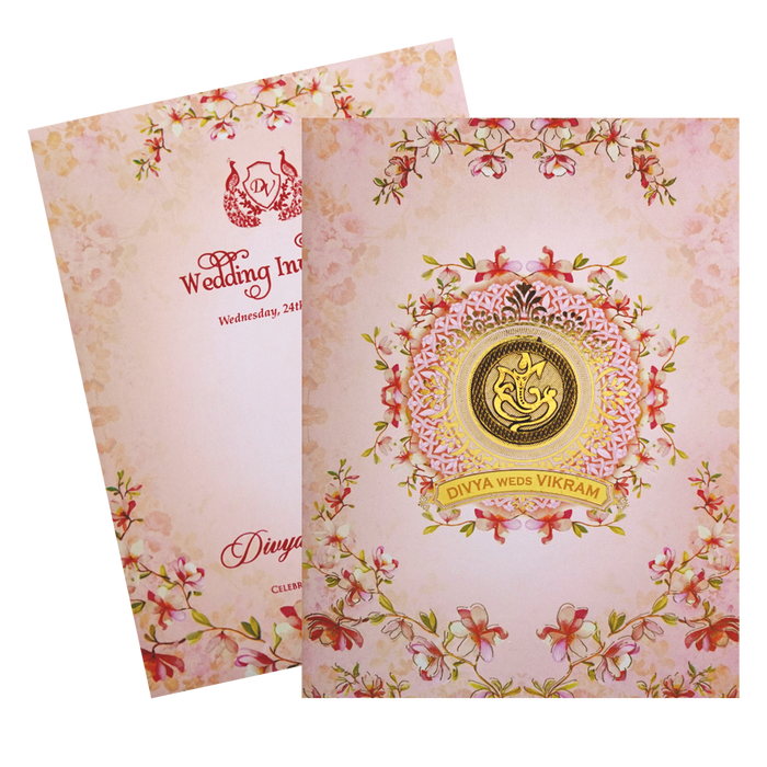 Pink Floral Nameplate Invitation Card-King of Cards