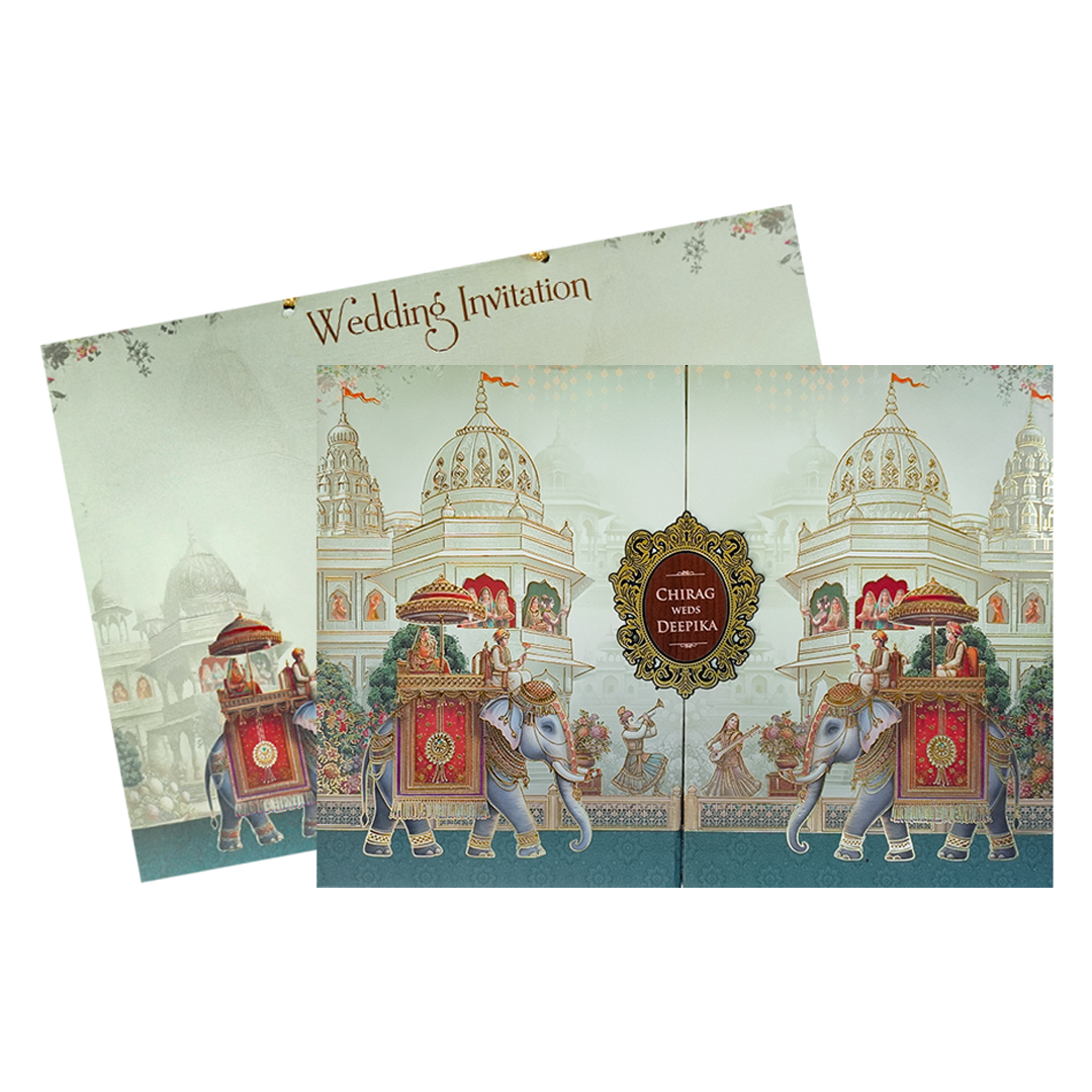 Palace Elephant Padded Wedding Card-KSH72200