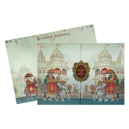 Palace Elephant Padded Wedding Card-KSH72200