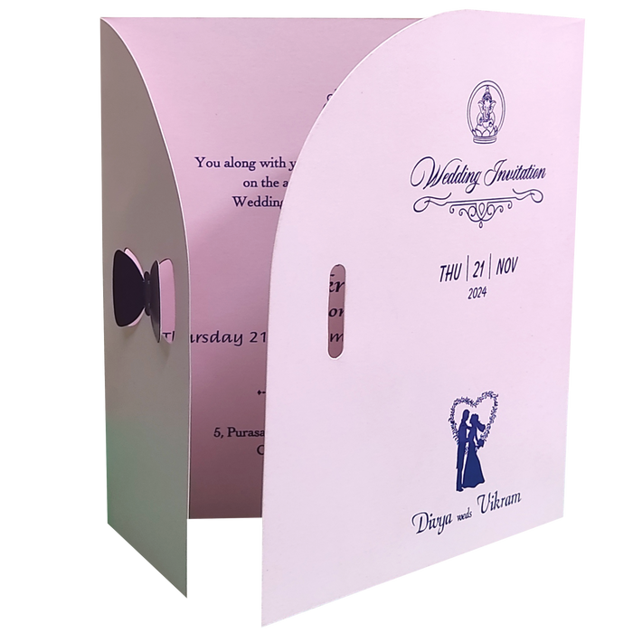 Light Pink Bow Twofold Wedding Card-King of Cards