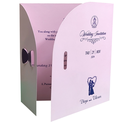 Light Pink Bow Twofold Wedding Card-King of Cards