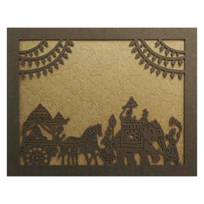 Golden Lazer Cut MDF Invitation Card-KSI11590