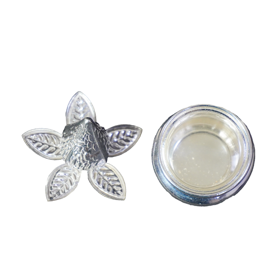 White Metal Kalash with Coconut and Leaf-GRI0550