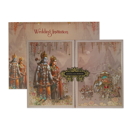 Ram Sita Procession Padded Wedding Card-KSH72210