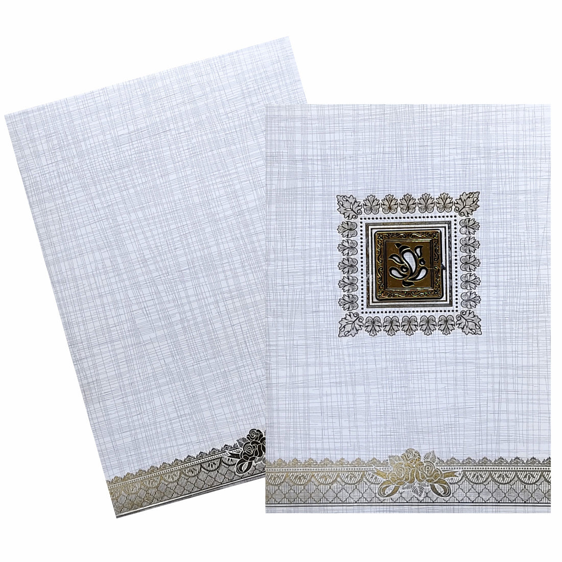 Grey Metallic Invitation Card With Gold Foiling Design-KNCP23GF