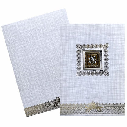 Grey Metallic Invitation Card With Gold Foiling Design-KNCP23GF-King of Cards