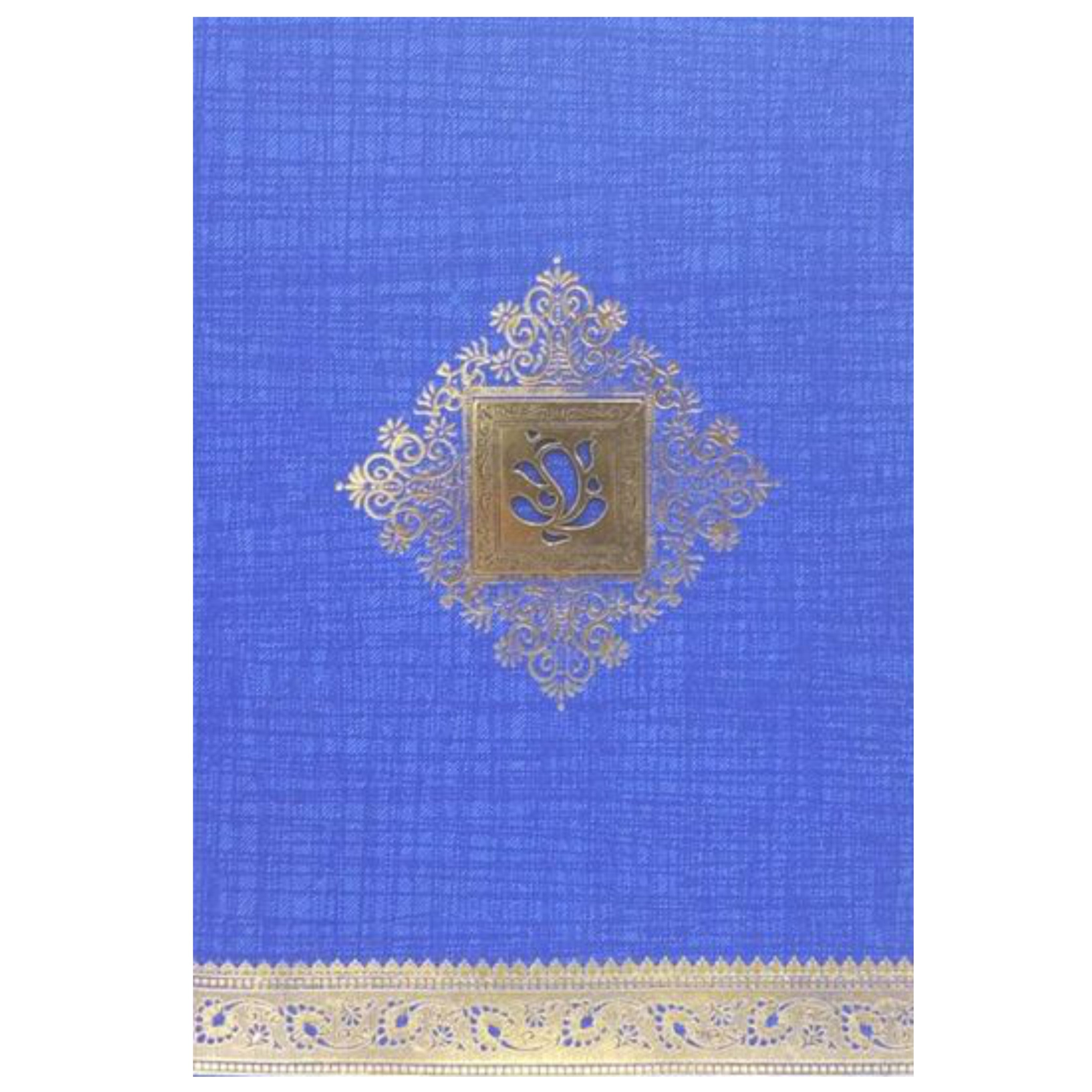 Alluring Blue Shading With Gold foiling Floral Theme Wedding Card-King of Cards