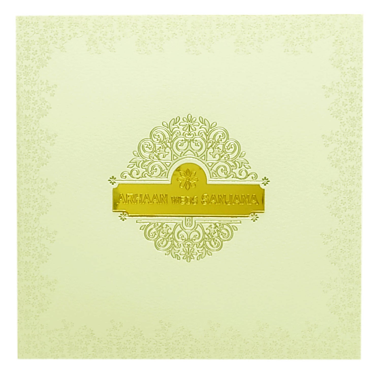 White Padded Nameplate Invitation Card-KRC29072