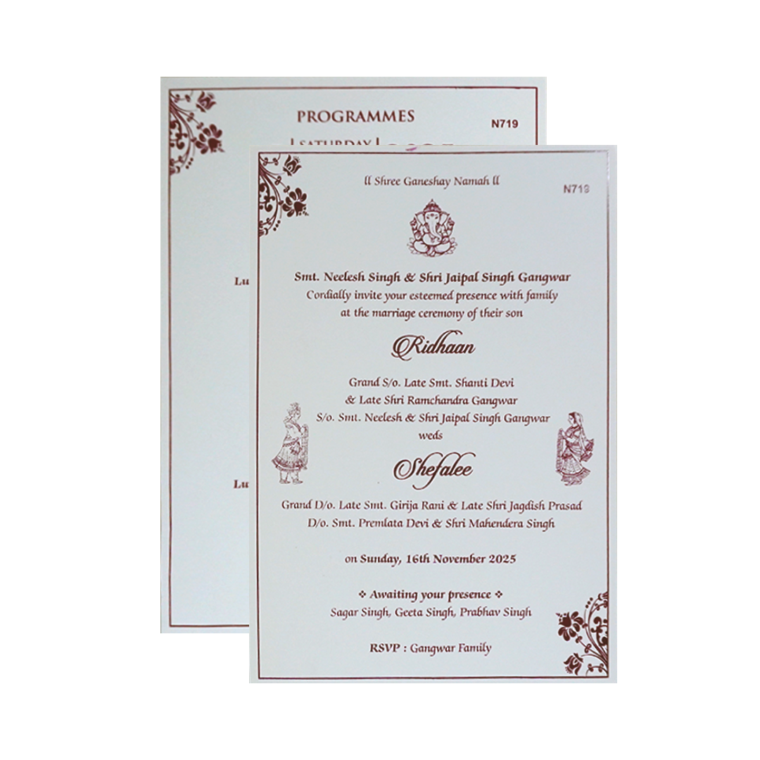 White Floral Invitation Card-KVN07190