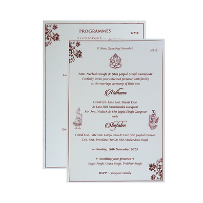 White Floral Invitation Card-KVN07190