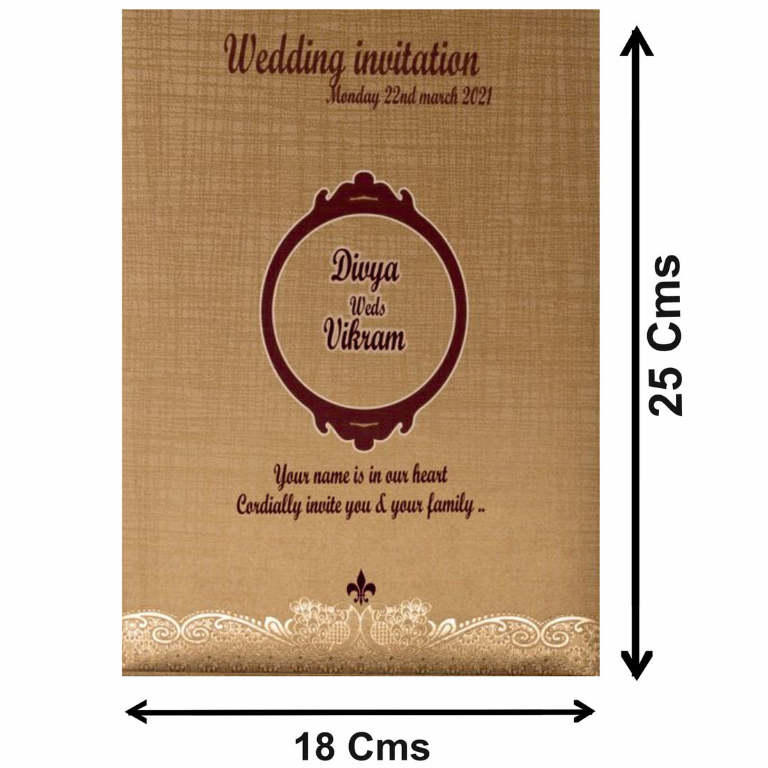 Brown Gold Metallic Invitation Card With A Floral Touch-KNCM25NG