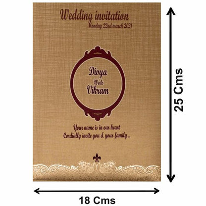 Brown Gold Metallic Invitation Card With A Floral Touch-KNCM25NG-King of Cards