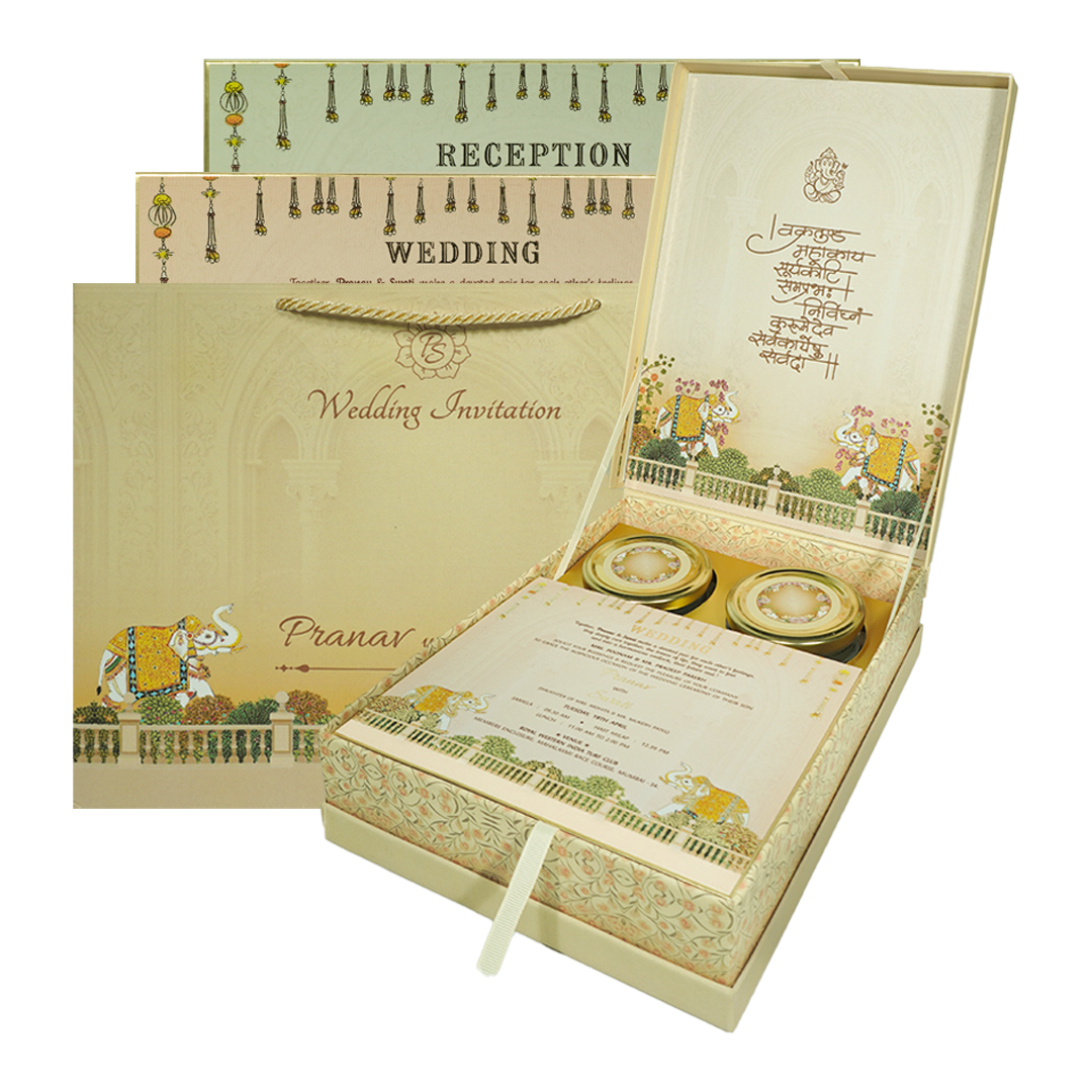 Regal Arch Elephant Wedding Invitation Box-KMMEX8330