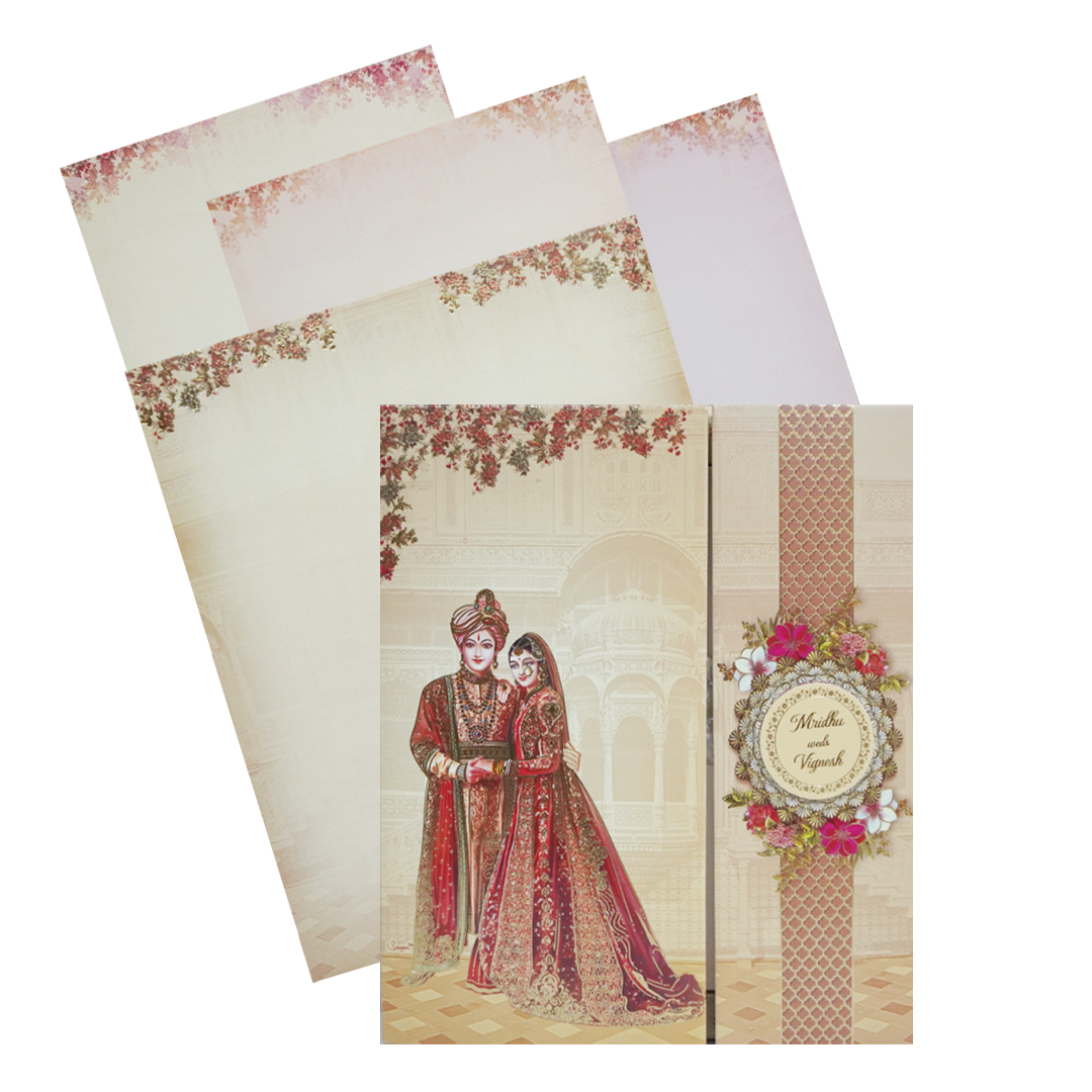 Light Brown Bride Groom Wedding Invitation Card-KAC05740