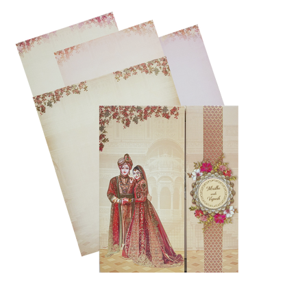 Light Brown Bride Groom Wedding Invitation Card-KAC05740