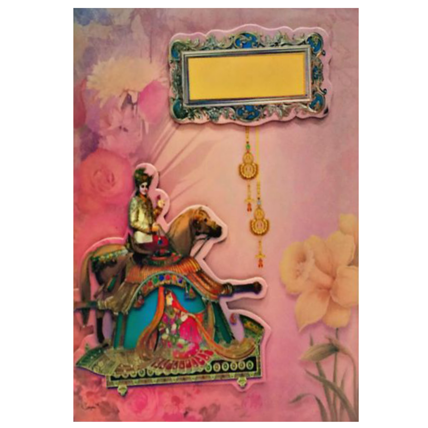 Marvelous Peach Color Baraat Theme Padding Invitation Card - KNKZAC139-King of Cards