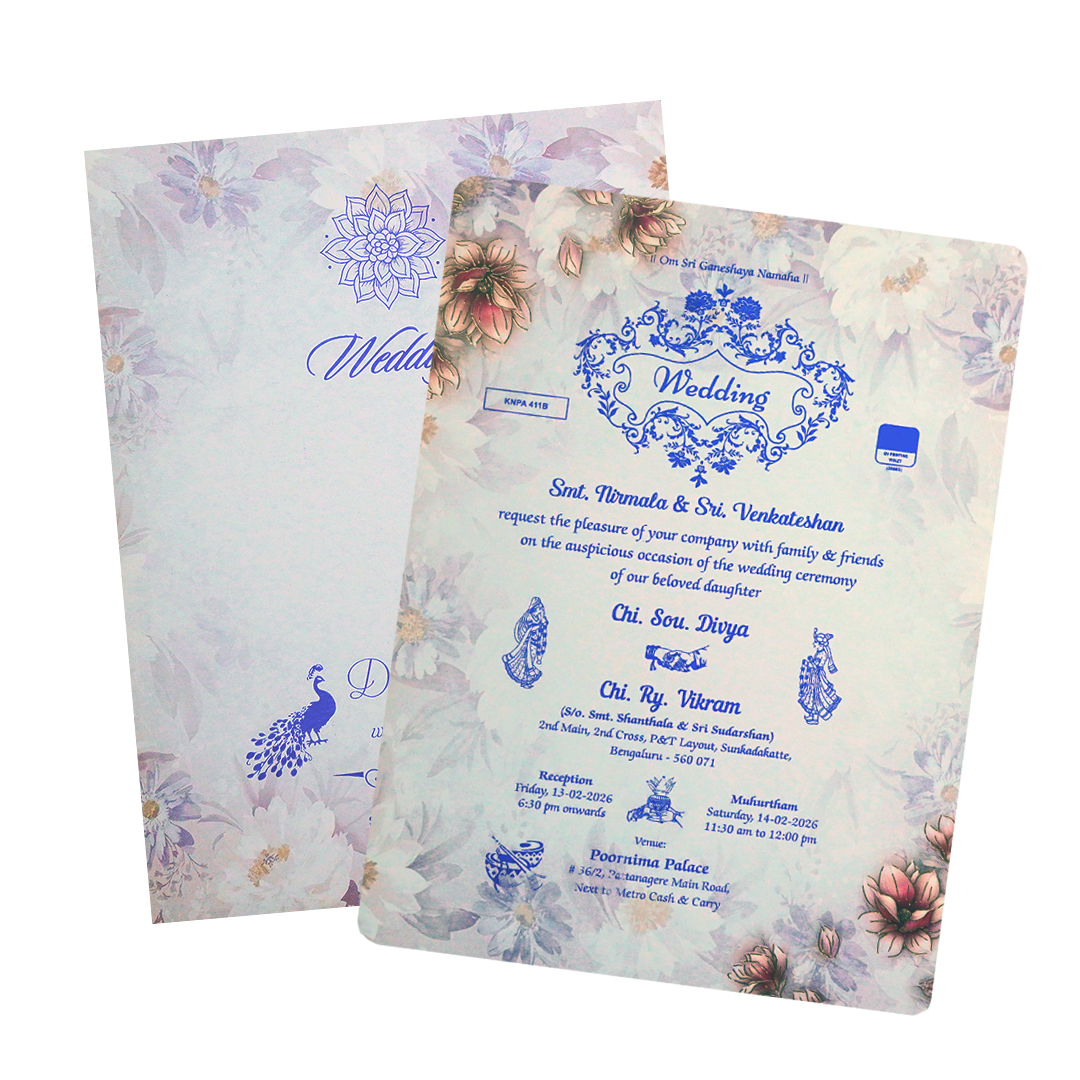White Floral Single Sheet Invitation-KNPA411B