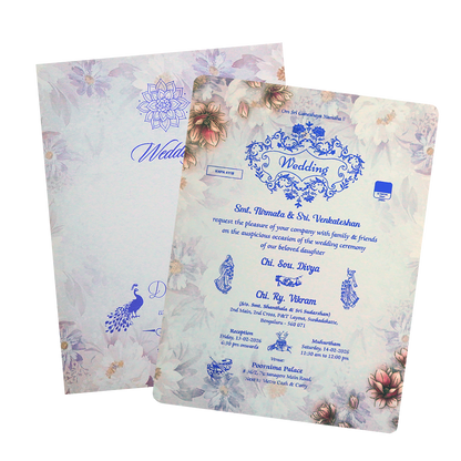 White Floral Single Sheet Invitation-KNPA411B