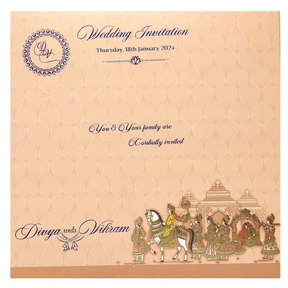 Beige Premium Dohli Invitation Card-KNPO04ZO-King of Cards