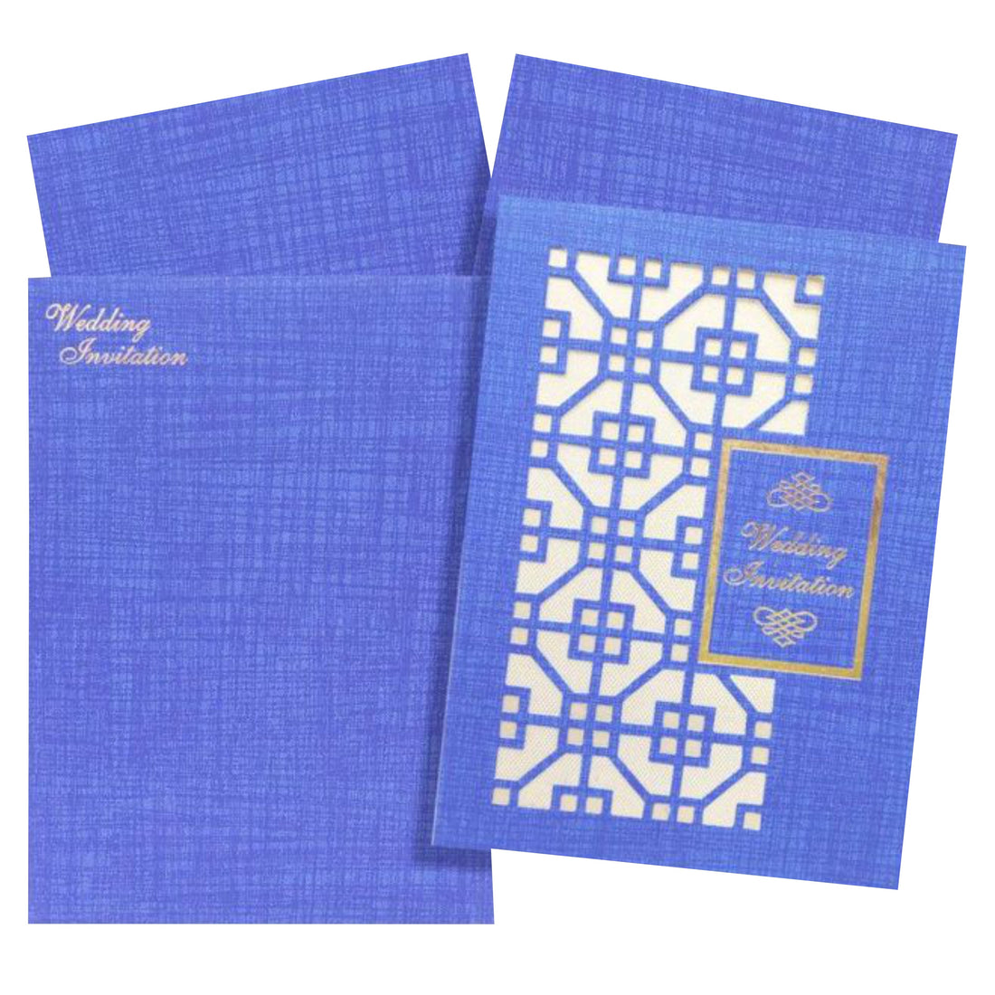 Blue Traditional Die Cut Wedding Invitation-King of Cards