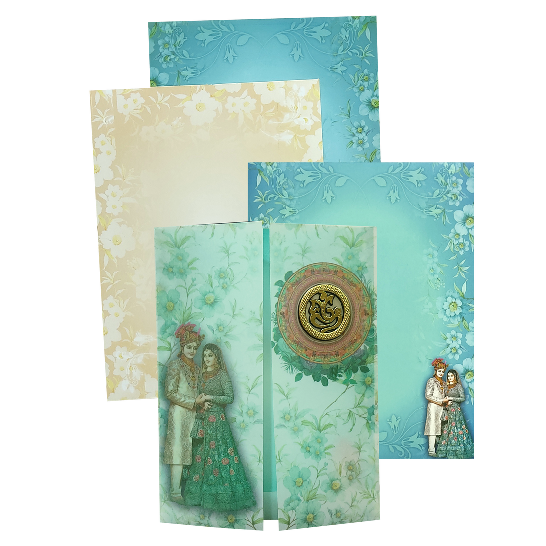 Green Bride Groom Tracing Wedding Card-KNK9702G