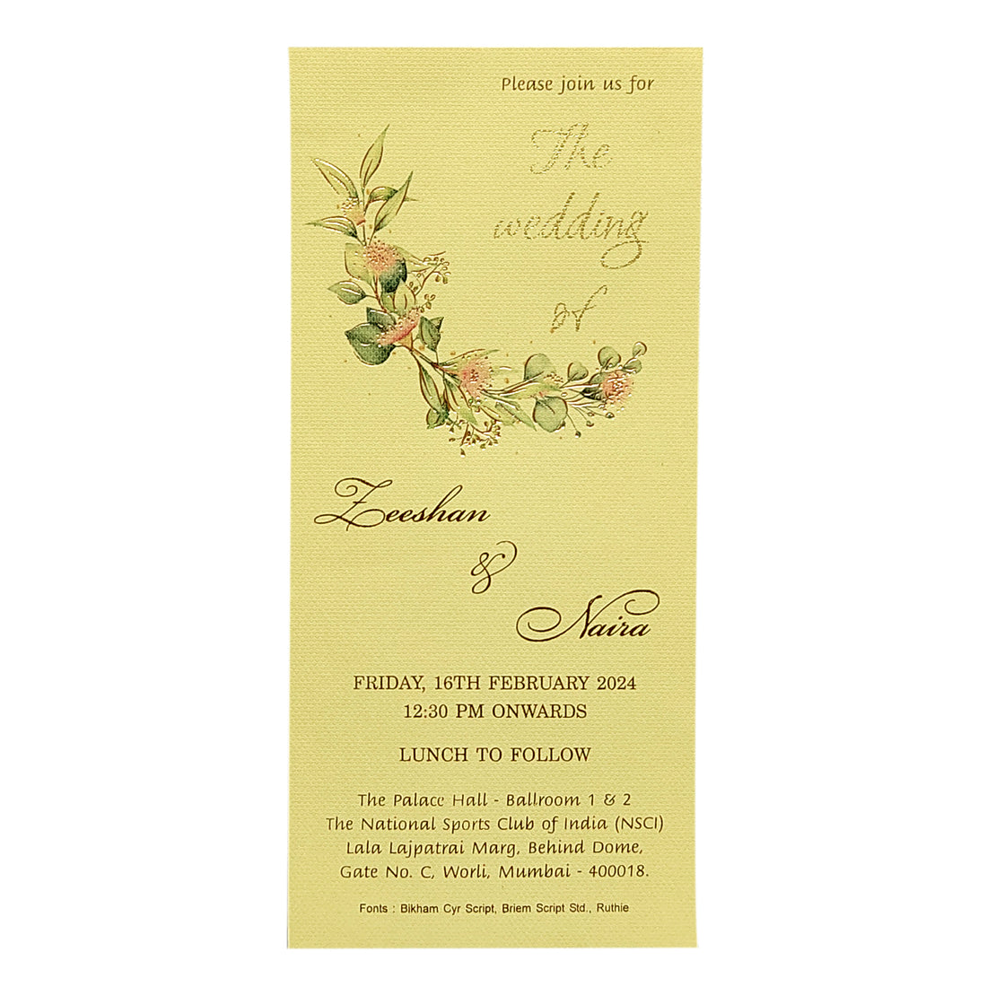 Cream Pink Floral Single Sheet Card-KRCS6162