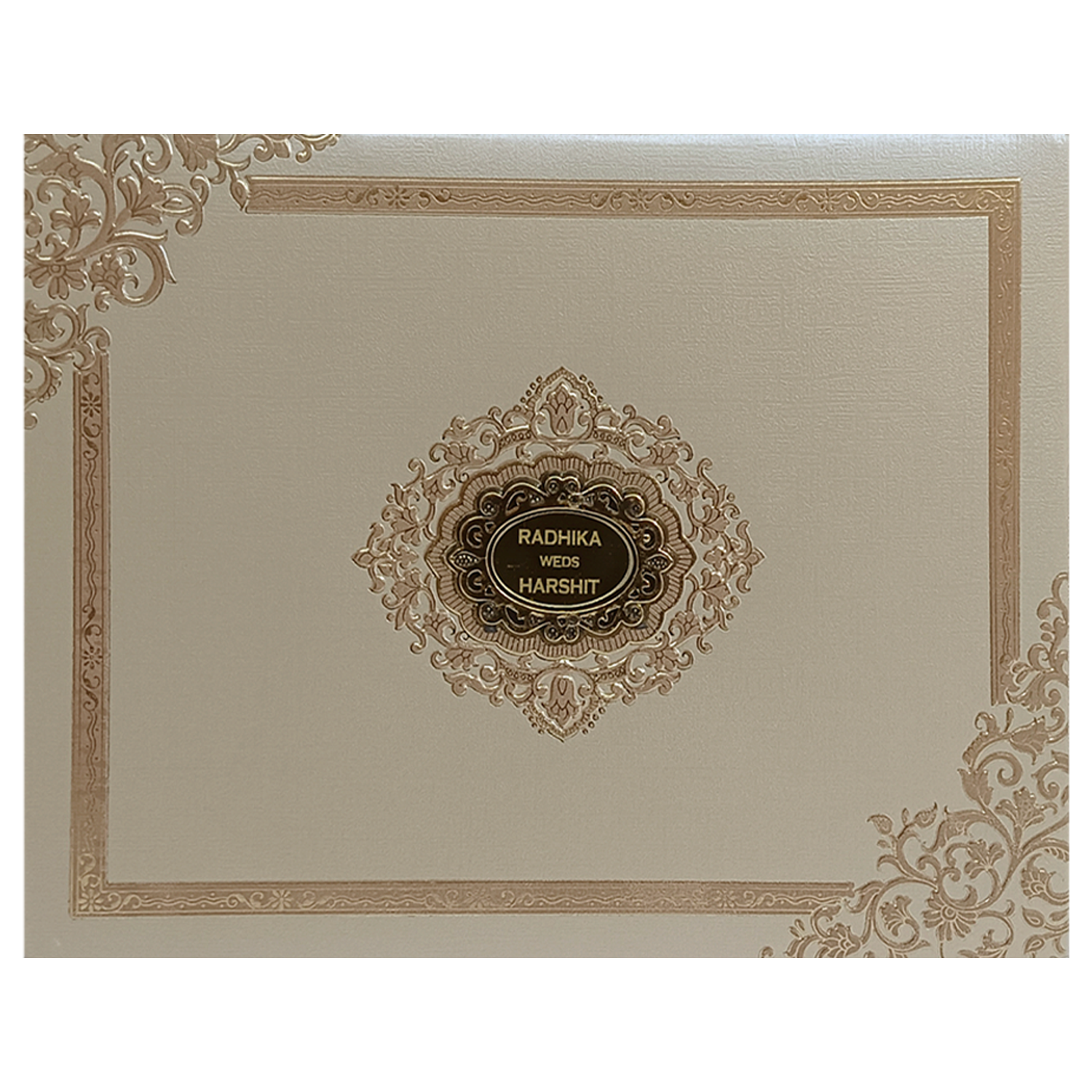 Metallic Light Brown Wedding Card-KSI12240