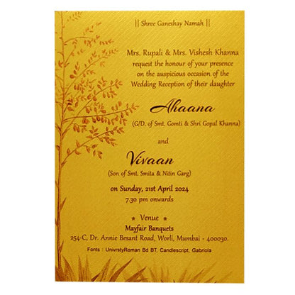 Gold Tree Single Sheet Invitation Card-King of Cards