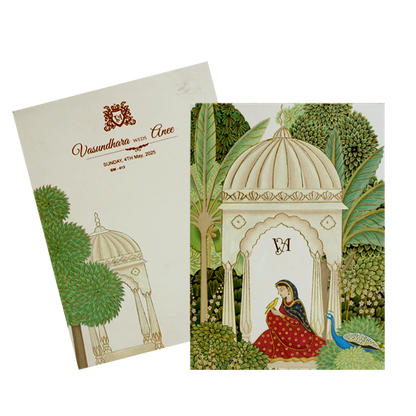 Cream Arch Floral Wedding Card-KBM04131