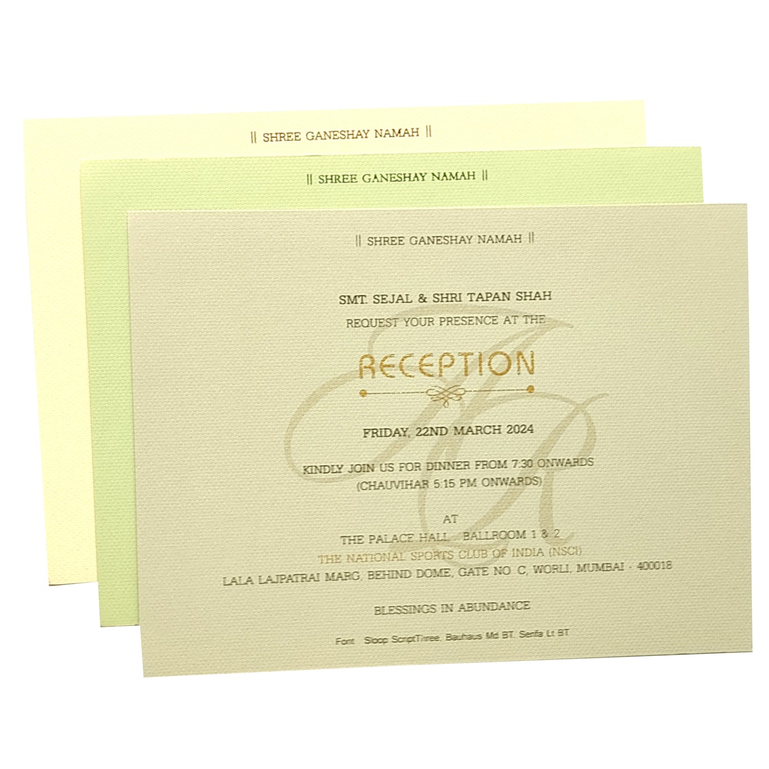 Cream Peacock Padded Invitation Card-KRC29531