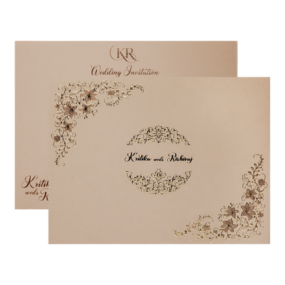 Pink Floral Padded Wedding Card-KSI64260