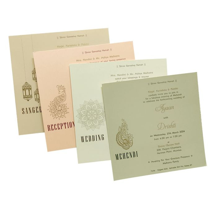 Gold Embossed Design Padded Invitation Card-King of Cards