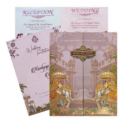 Check out Lavender Palace Elephant Wedding Card at best price. ?WhatsApp Support ?Express Delivery