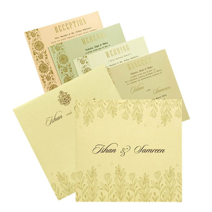 Cream Padded Floral Invitation Card-King of Cards