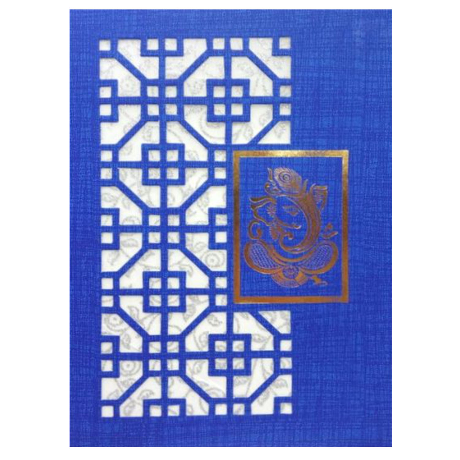 Dashing Blue Shading With Cut Design Ganesha Wedding Card-KNCW19BG