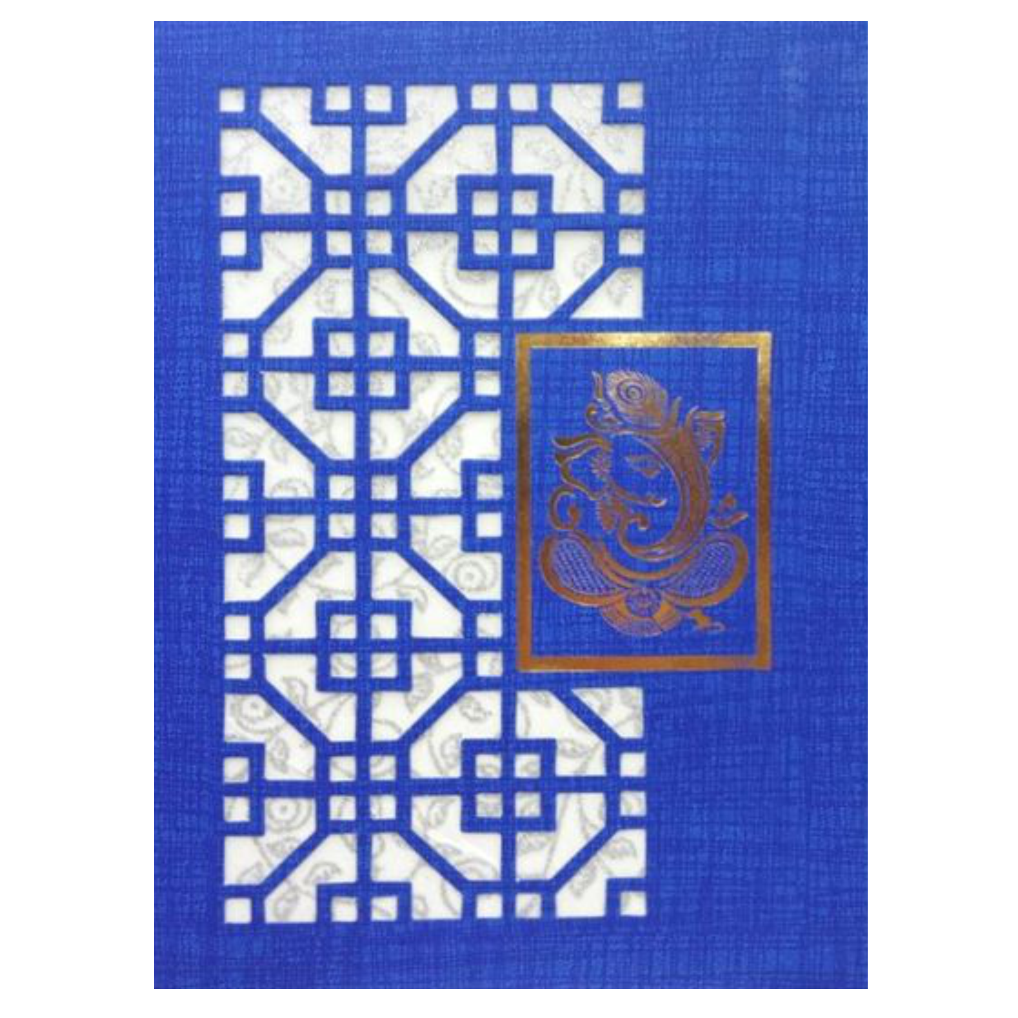 Dashing Blue Shading With Cut Design Ganesha Wedding Card-KNCW19BG