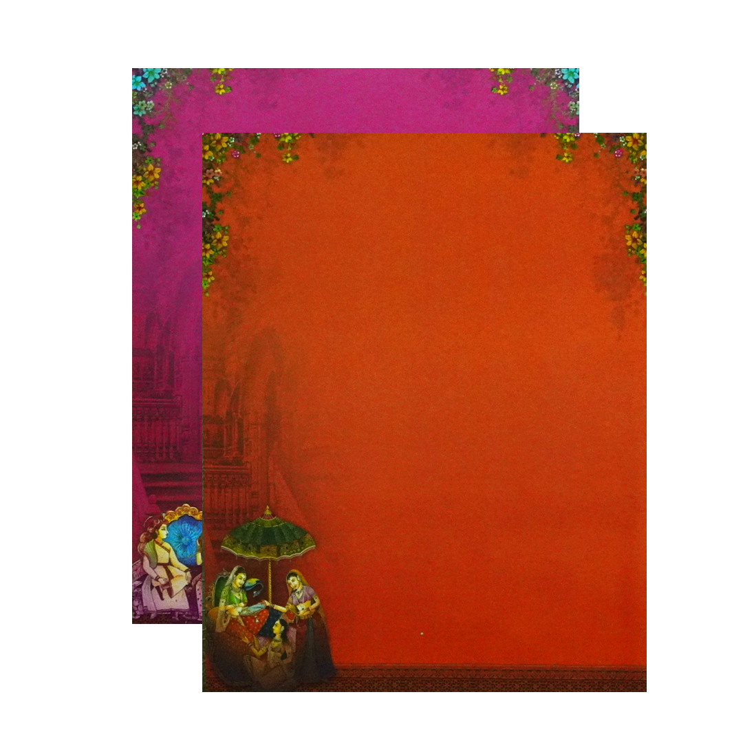 Orange Royal Padded Wedding Card-KSI11520