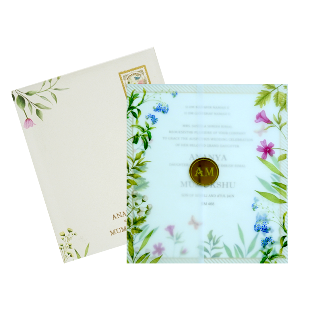 White Tracing Sheet Seal Wedding Card-KBM04680
