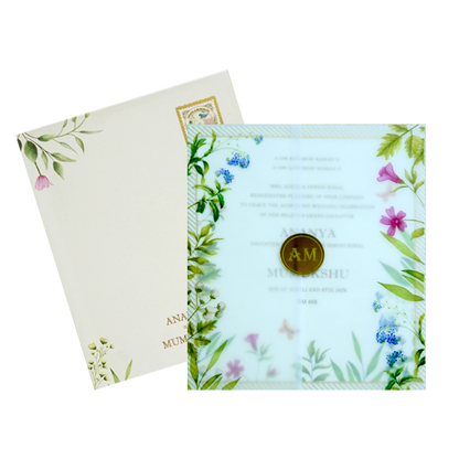 White Tracing Sheet Seal Wedding Card-KBM04680