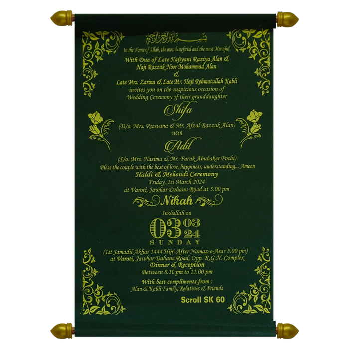 Dark Forest Green Scroll Card-King of Cards