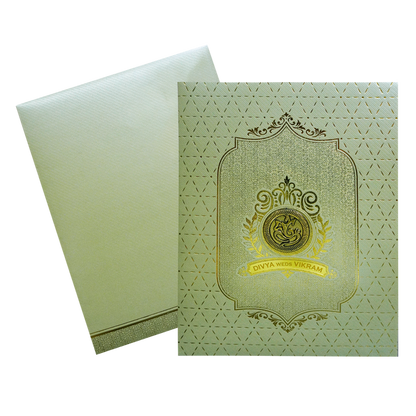 Pista Green Textured Wedding Card-King of Cards