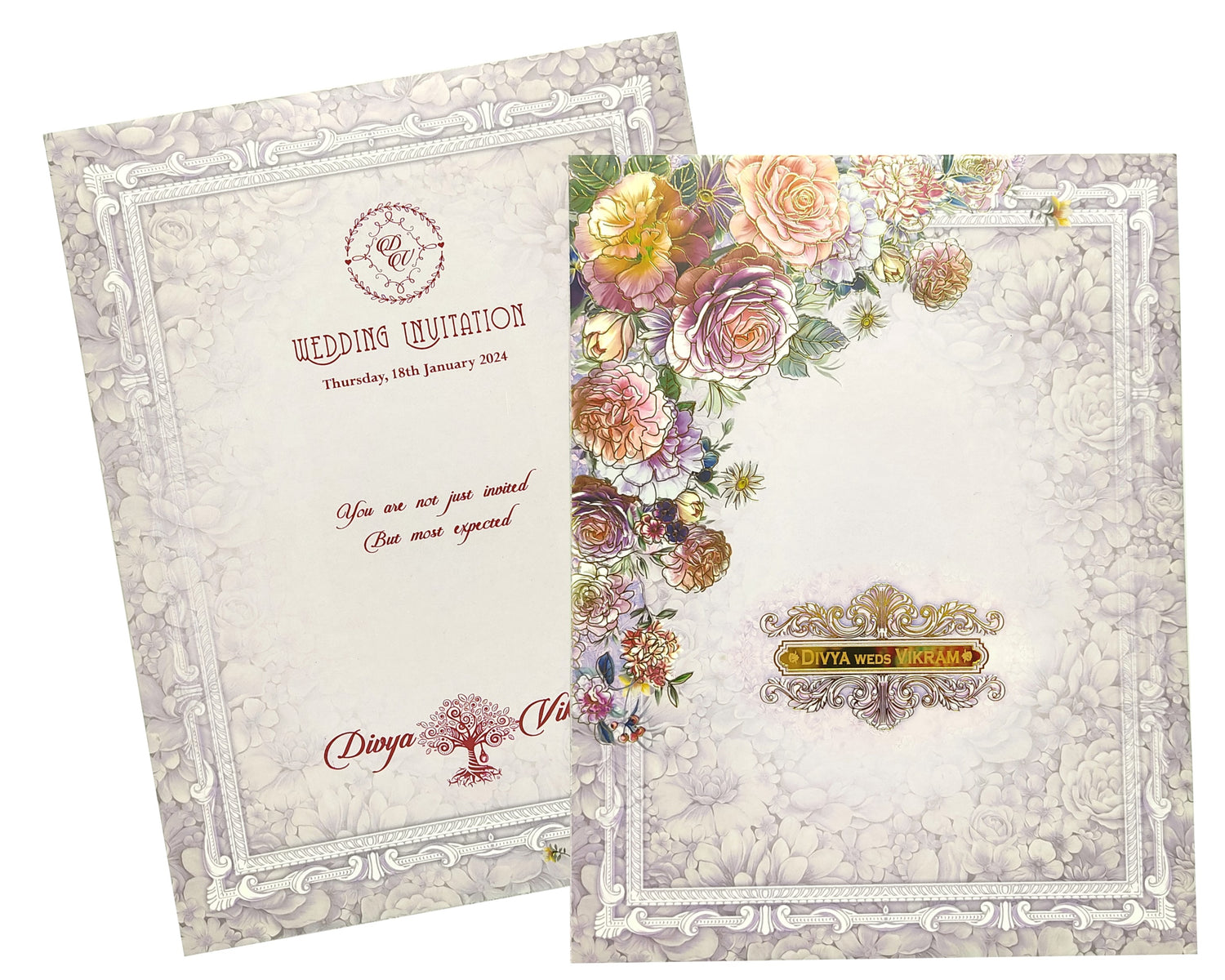 Lavender Padded Pastel Floral Design In Offset-King of Cards