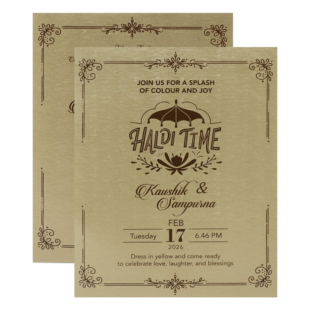 Gold Vertical Floral Padded Wedding Card-KSSC2068