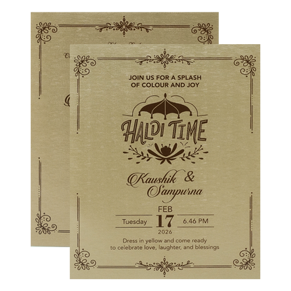 Gold Vertical Floral Padded Wedding Card-KSSC2068