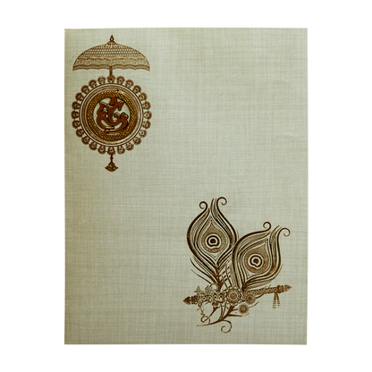 Grey Jumbo Metallic Peacock Feather And Ganesha Sticker-King of Cards