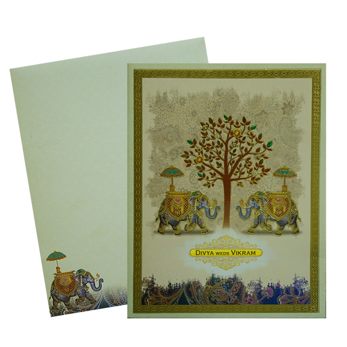 Beige Traditional Wedding Card-King of Cards