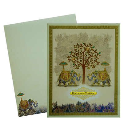 Beige Traditional Wedding Card-King of Cards