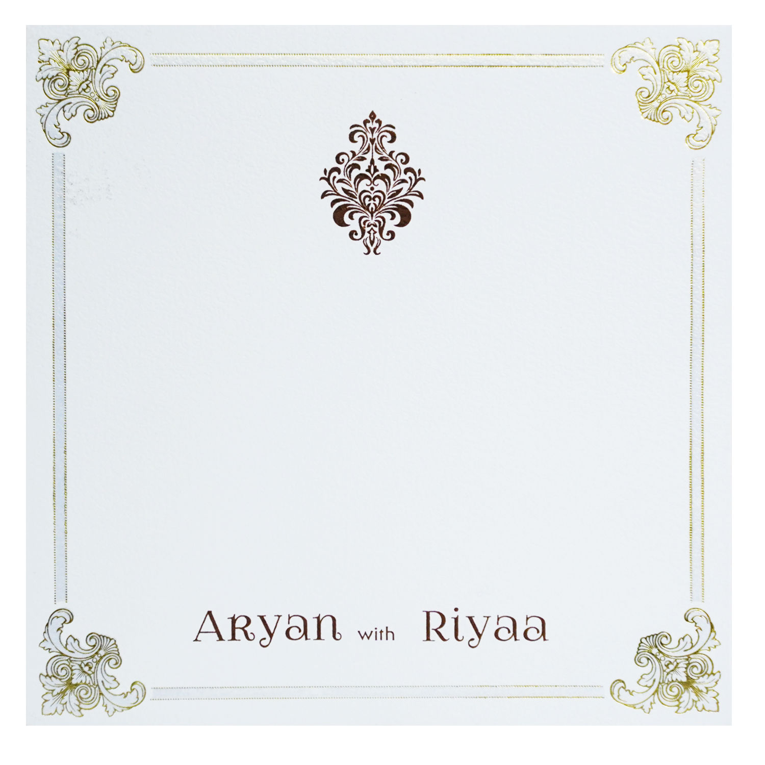 White Floral Border Single Card-KRCS7381