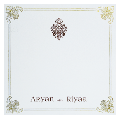 White Floral Border Single Card-KRCS7381